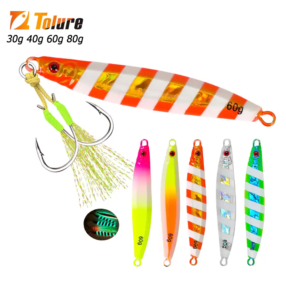 Fast Sinking Jigging Fishing Lure Laser Paper Coating Luminous Jig Lure Sea Fishing